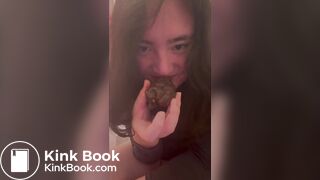 Pungent turds from stinky girl clog the toilet