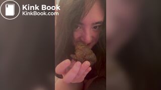 Pungent turds from stinky girl clog the toilet
