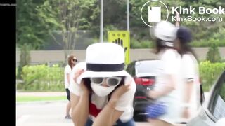 Korean girl farting and desperately pooping