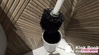 French Slut eats her shit in a public toilet