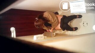 Asian girl pee and poop on toilet