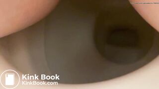 Girl shitting into toilet