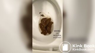 Ebony girl pooping on toilet - video 24