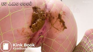 Masked Blonde Plastic Panties Pooping