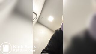 Hot MILF spreads her ass on the toilet