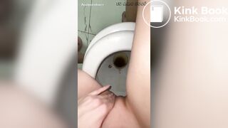 Russian Masked Hottie Toilet Poop and Masturbating