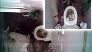 Woman was very desperate to diarrhea in public toilet