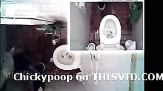 Woman was very desperate to diarrhea in public toilet