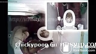 Woman was very desperate to diarrhea in public toilet