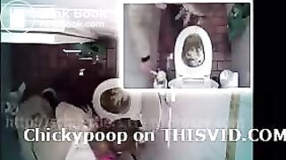 Woman was very desperate to diarrhea in public toilet