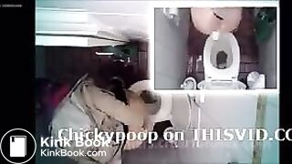 Woman was very desperate to diarrhea in public toilet