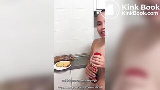 Busty teen poop on sandwich