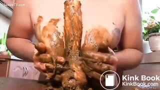 Beautiful woman shitting while masturbating
