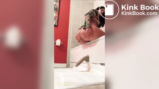 Girl shitting on dildo