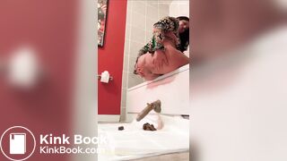 Girl shitting on dildo