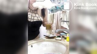 BBW women Drinking shit from glass
