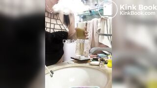 BBW women Drinking shit from glass