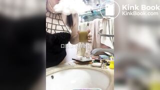 BBW women Drinking shit from glass