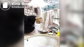 BBW women Drinking shit from glass
