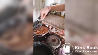 She cooks her own shit