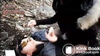 chinese mistress shits on slave outside