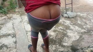 Sexy Hot African Girl Huge Pointy Grey Leggings Poop