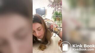 Hot teen shitting in panty and licking the turd