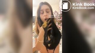 Hot teen shitting in panty and licking the turd