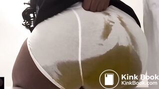 Sexy Hot Black Girl Big Drippy Wet White Shorts Poop