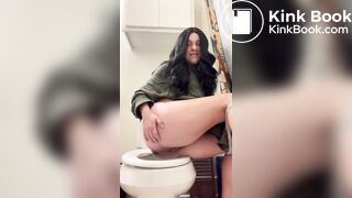 Pretty girl pooping on toilet - video 13