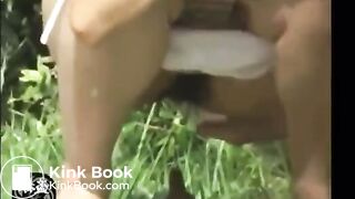girl pissing and pooping outdoor - video 2