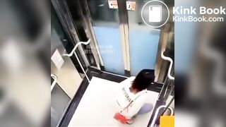 Girl poops diarrhea in Elevator