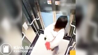 Girl poops diarrhea in Elevator