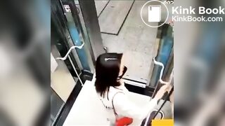 Girl poops diarrhea in Elevator