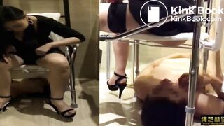 Asian Slave swallows Mistress' Poop quickly