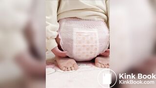 Sexy Hot Chinese Girl Silent Crackly Pink Diaper Poop