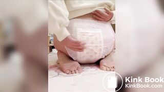 Sexy Hot Chinese Girl Silent Crackly Pink Diaper Poop