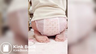 Sexy Hot Chinese Girl Silent Crackly Pink Diaper Poop