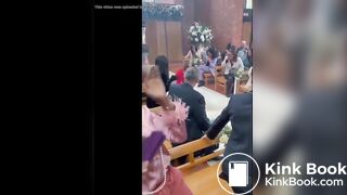 A women shits in a church