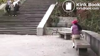 shit dripping down pantyhose in public