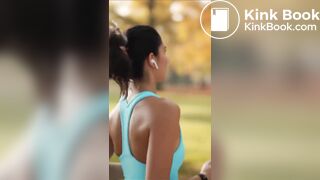 Jogger girl poops her grey leggings