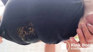 Girl poops her boxers on hammock
