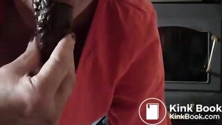 Milf sucking on a turd