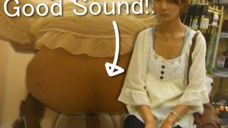 Beautiful asian woman Diarrhea in squat toilet