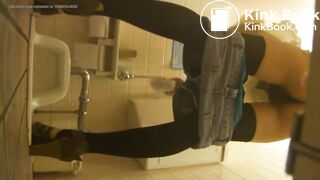 Beautiful asian woman Diarrhea in squat toilet