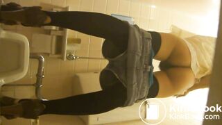 Beautiful asian woman Diarrhea in squat toilet