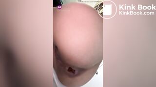 He strains and poops