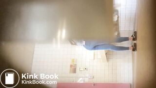 Cute asian girl pooping in toilet 09