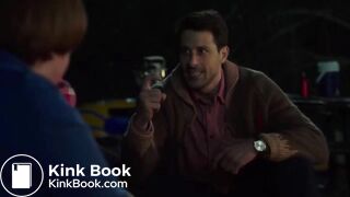 Women in tv show poops in a trash can