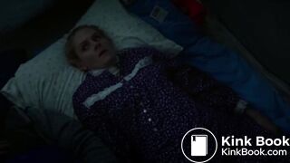 Women in tv show poops in a trash can